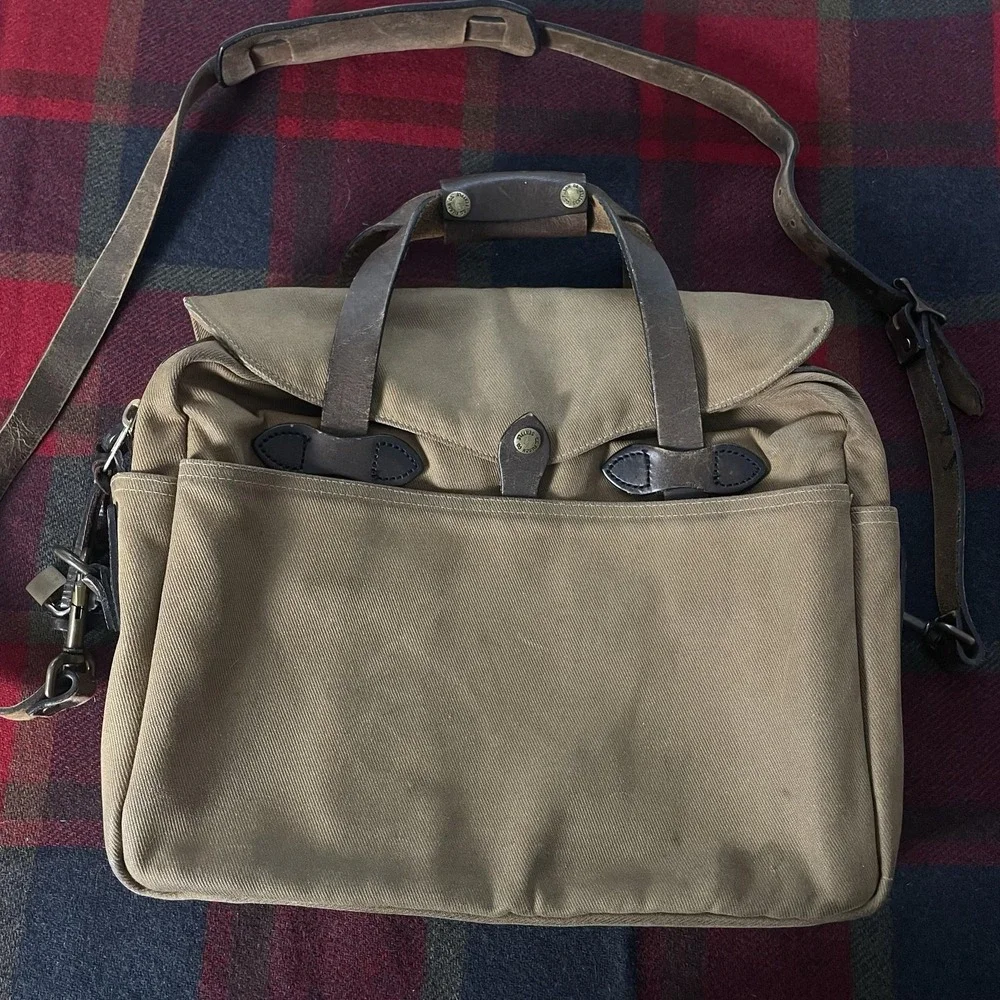 Filson 257 Rugged Twill Large Briefcase w/ Lock | Talon Era | Made In USA | Rare
